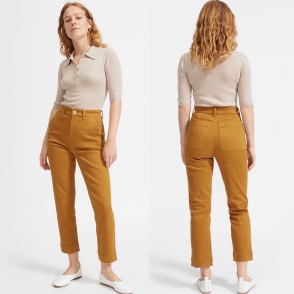 Everlane Cropped Slim Jeans Regular Straight Gold Brass Wash Denim Size 6 - Picture 1 of 9
